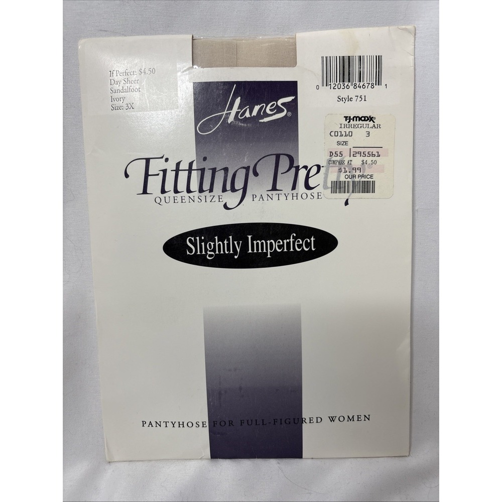 Hanes Fitting Pretty 3x Plus Pantyhose IVORY Day Sheer Sandalfoot 751